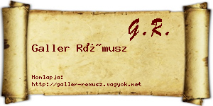Galler Rémusz névjegykártya
